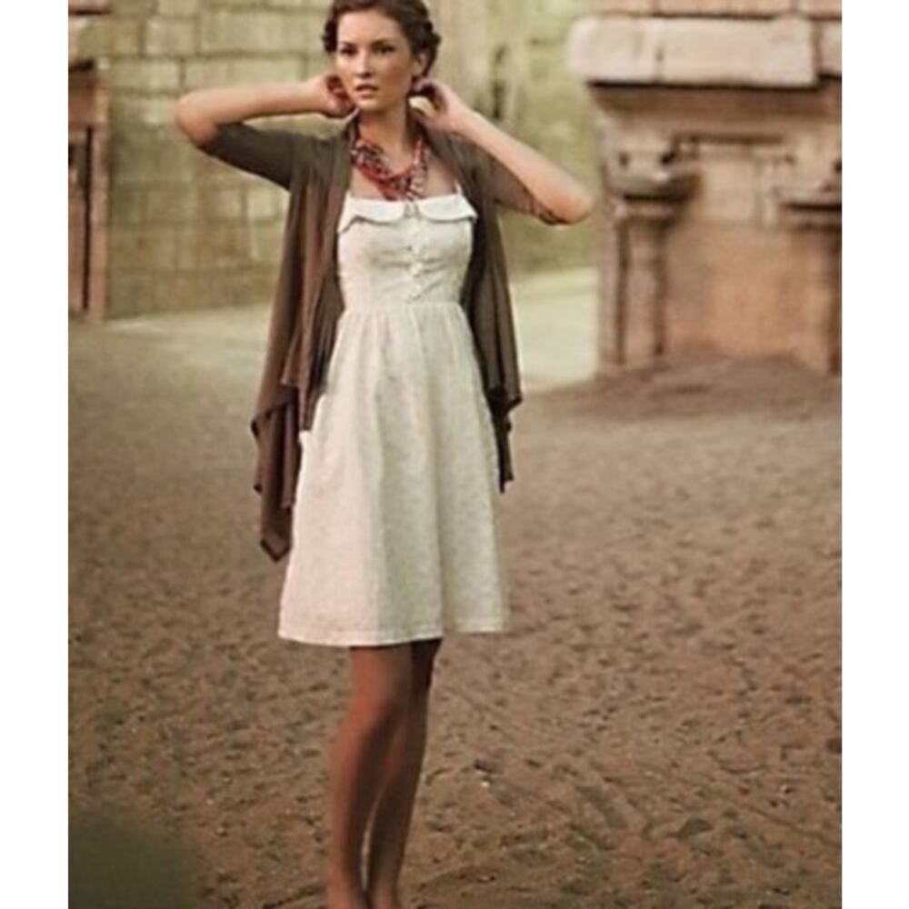 NWT Anthropologie Maeve Golden Polka Dot Dress Sz. 12